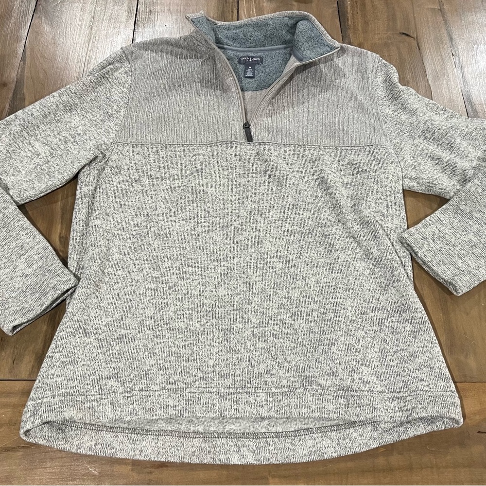 Van Heusen Flex Men’s Fleece Quarter Zip Pullover, Size Medium, Beige